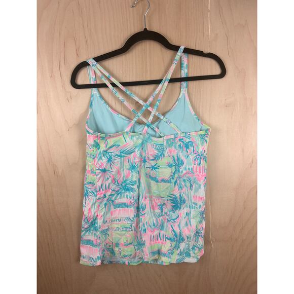 Lilly Pulitzer Luxletic Palm Print Tank Top M Built-In Bra Athletic - Picture 4 of 10
